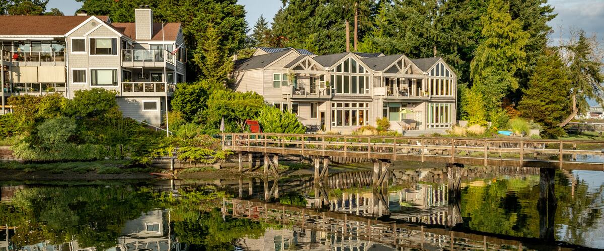 Bainbridge Island showing a river or creek and a house