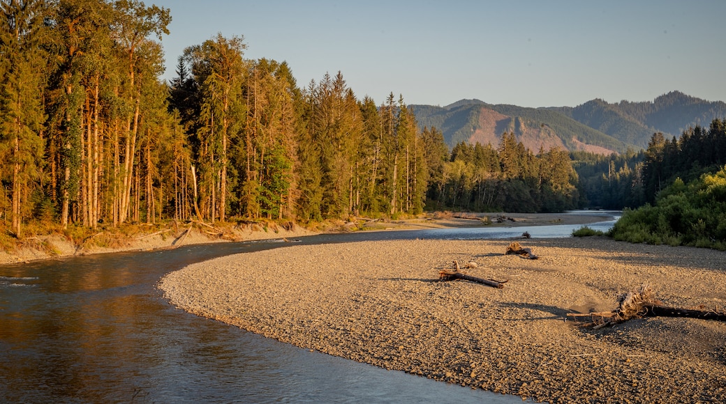 Hoh River which includes a river or creek, a sunset and landscape views