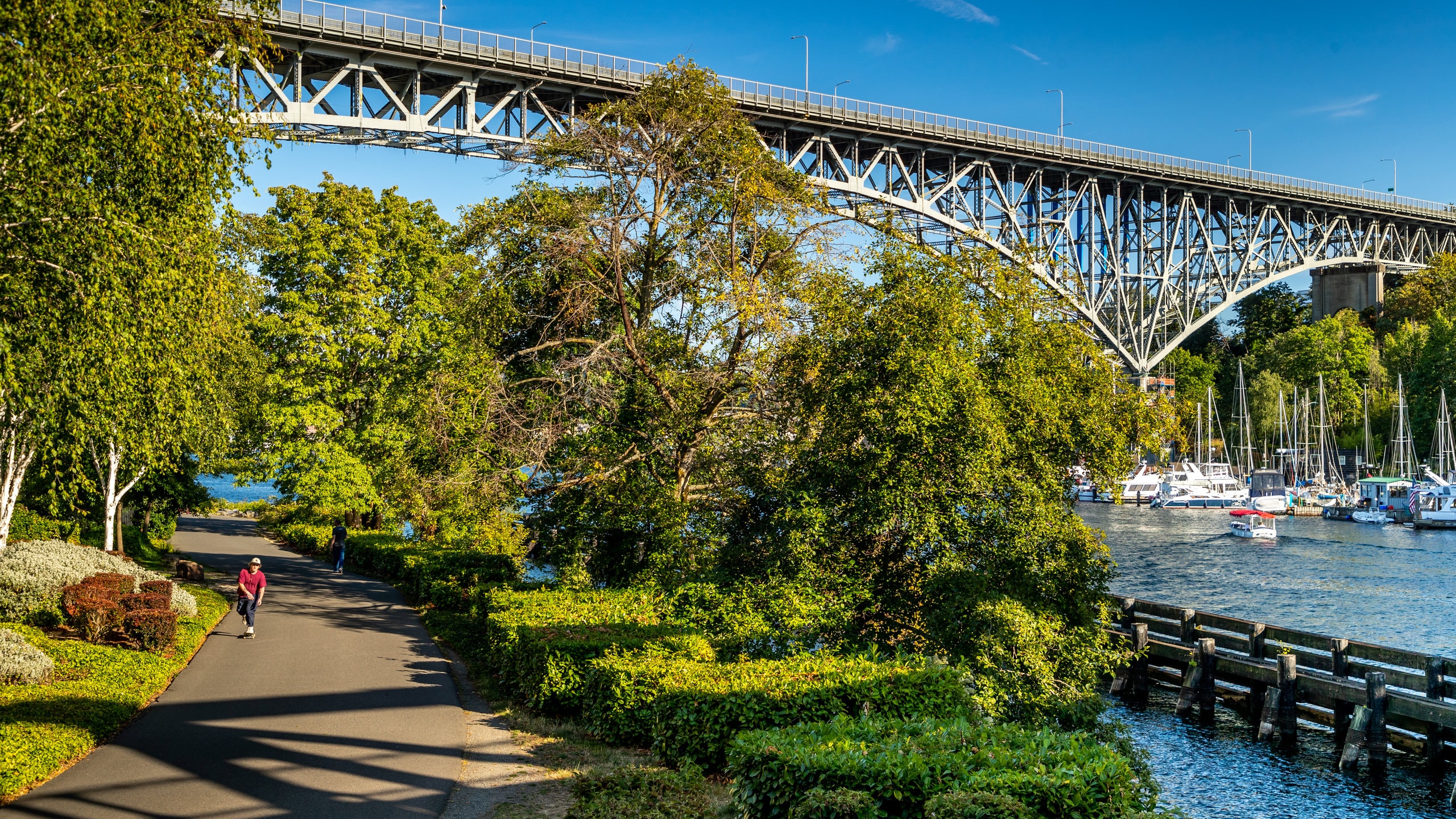 Fremont featuring a river or creek, a park and a bridge