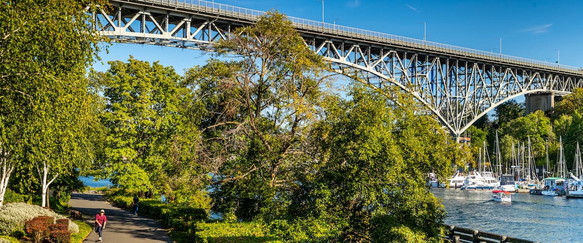 Fremont featuring a river or creek, a park and a bridge
