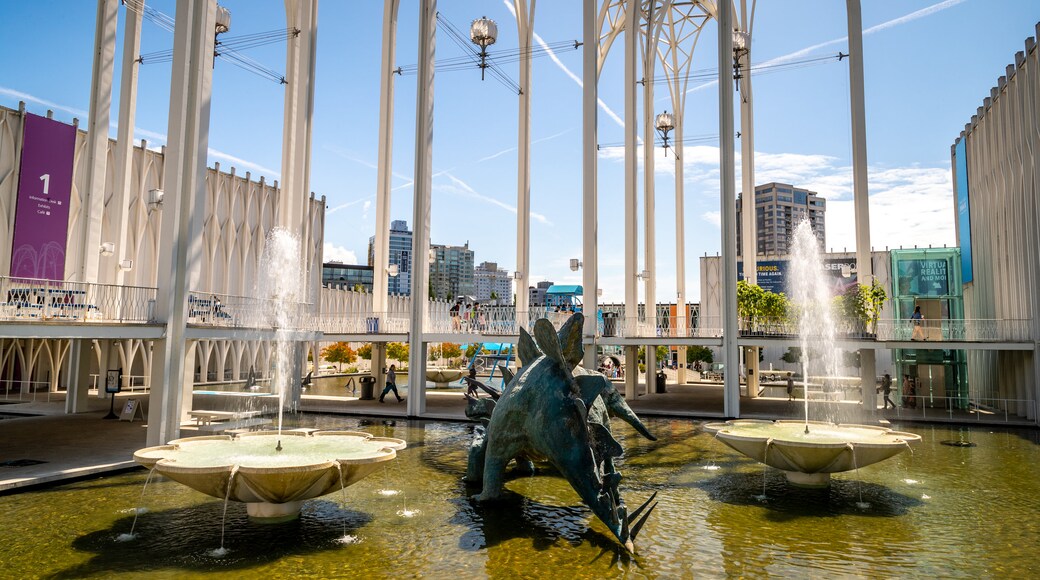 Pacific Science Center which includes outdoor art and a fountain