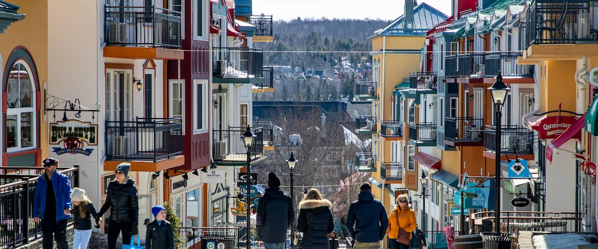 Mont-Tremblant Pedestrian Village which includes street scenes as well as a small group of people