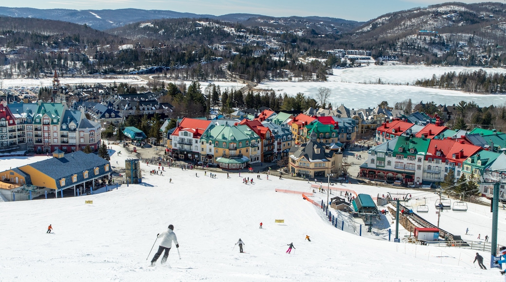 Ski Mont-Tremblant featuring a small town or village, snow skiing and snow