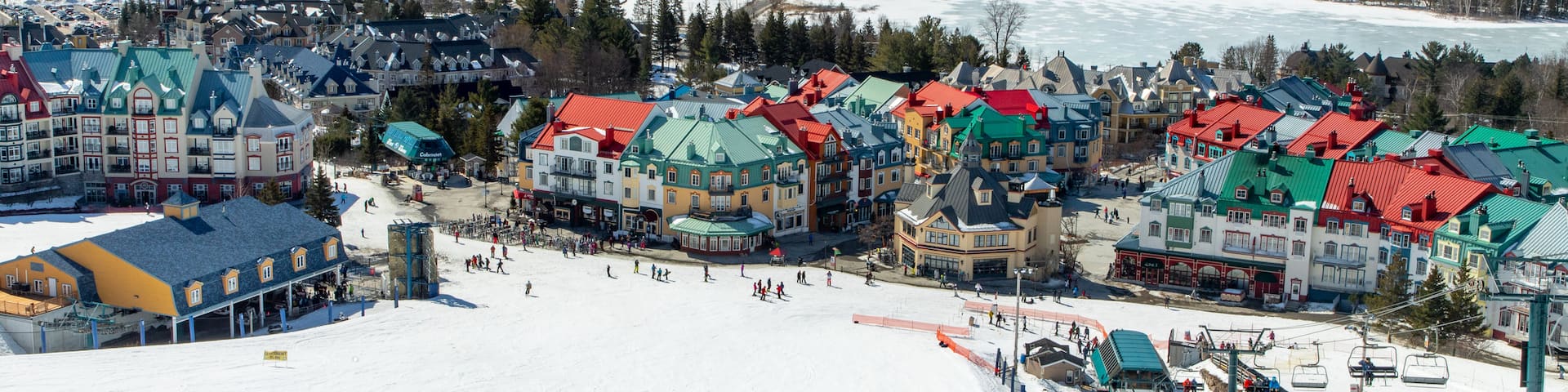 Ski Mont-Tremblant featuring a small town or village, snow skiing and snow