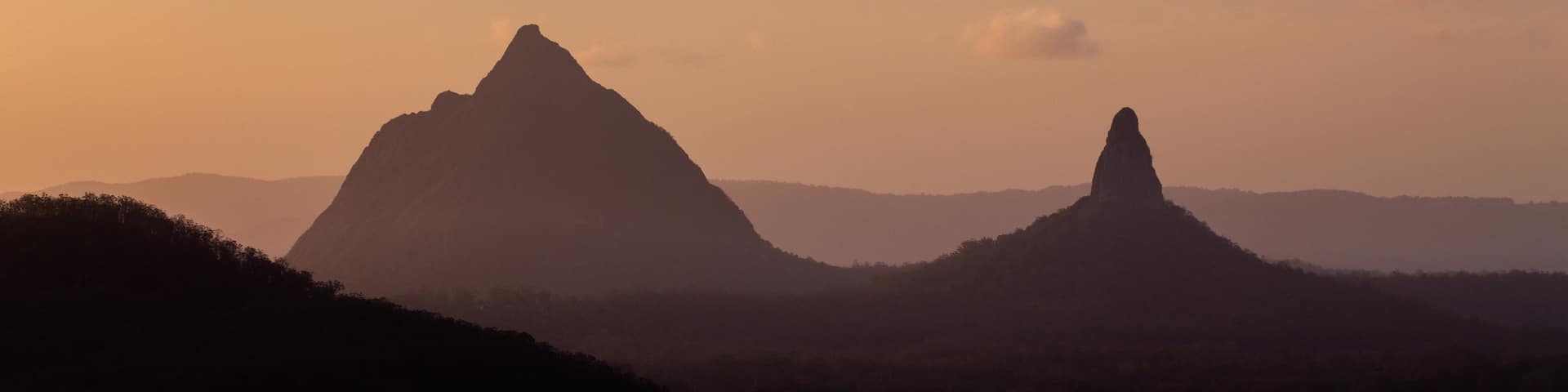 Glasshouse Mountains National Park featuring tranquil scenes, mountains and landscape views