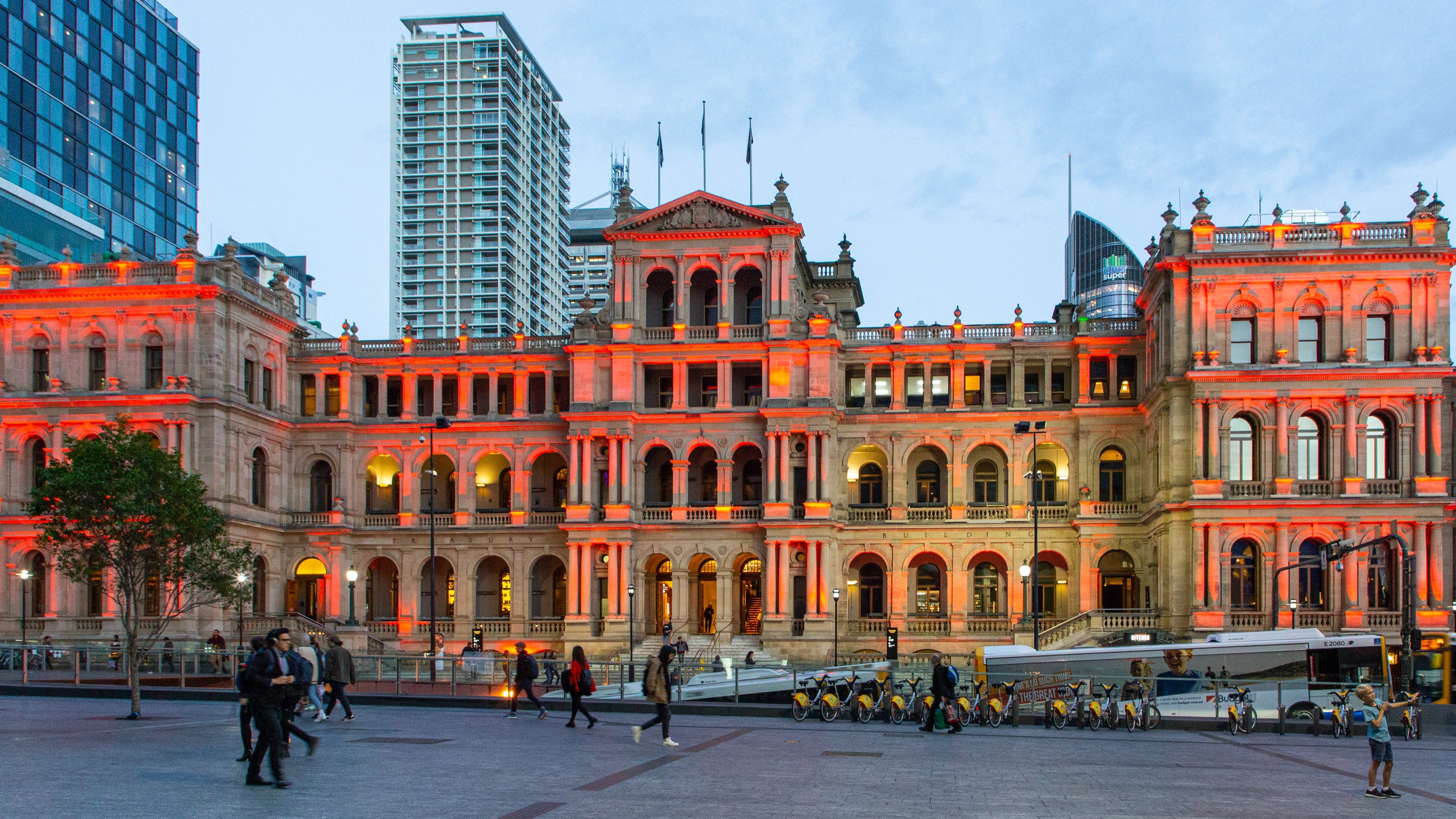 Treasury Casino showing night scenes, a city and street scenes