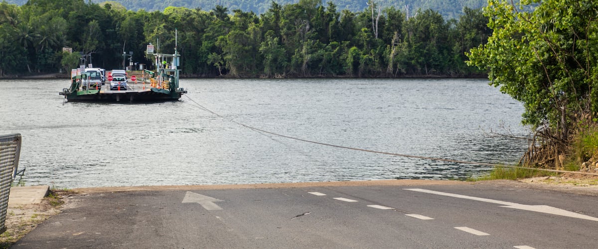 Lower Daintree featuring a ferry and a lake or waterhole