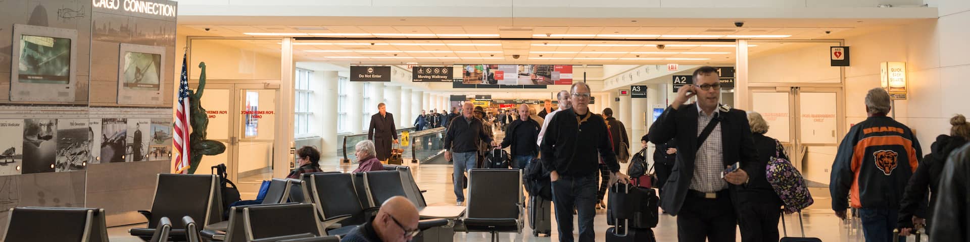 Chicago, IL showing interior views, heritage elements and an airport