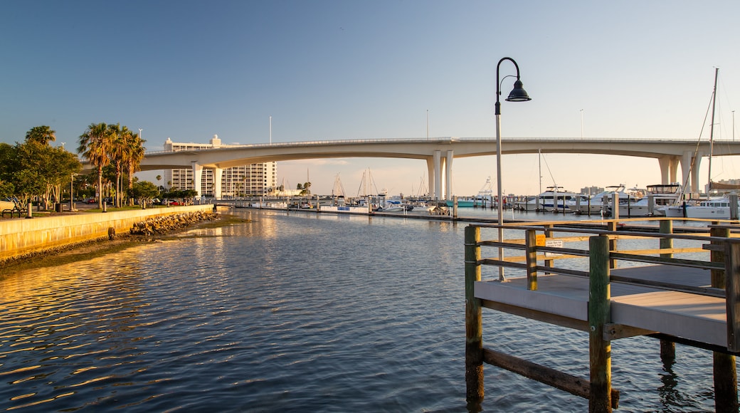 Clearwater showing a sunset and a bay or harbor