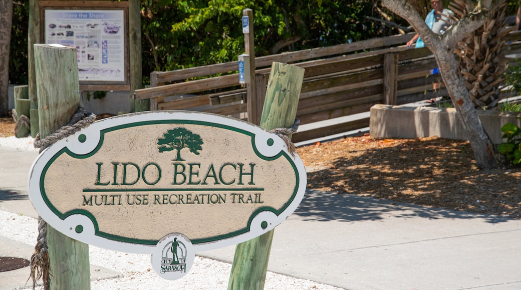 Lido Beach which includes signage