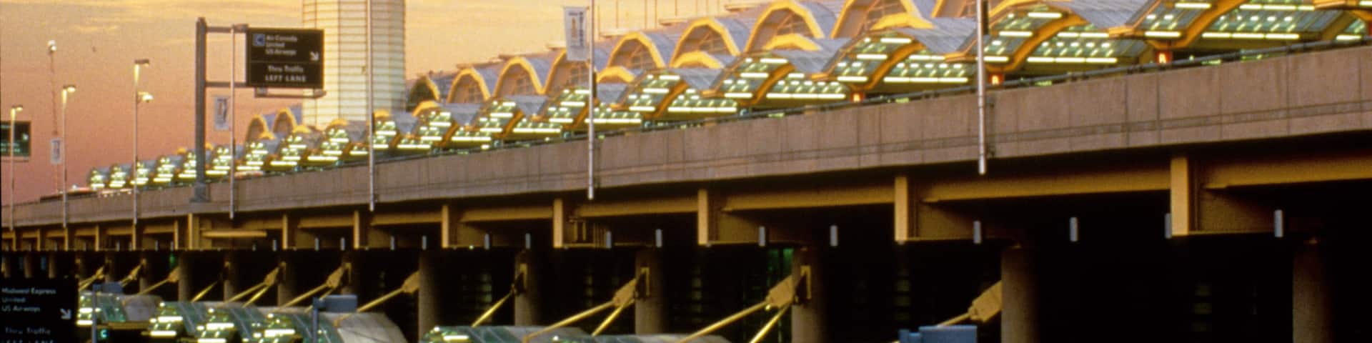 Washington, DC featuring an airport and a sunset