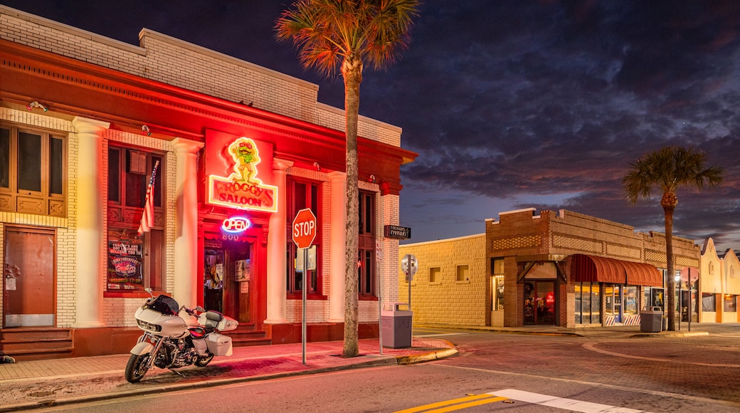 Daytona Beach featuring night scenes and signage