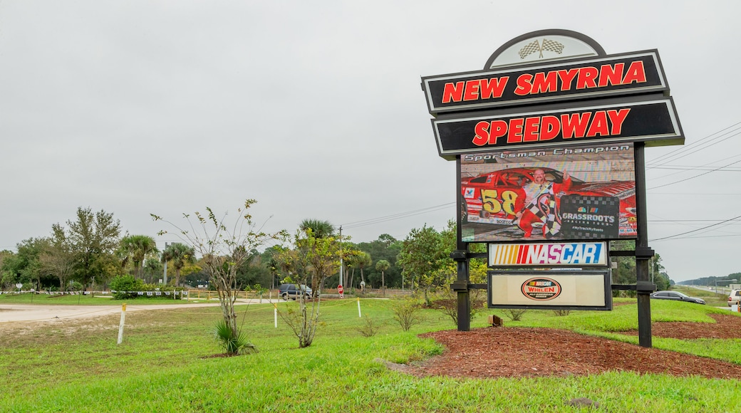 New Smyrna Speedway which includes signage