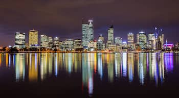 Perth Central Business District featuring a city, night scenes and a bay or harbor