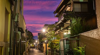 Nagamachi Samurai District which includes a sunset and night scenes