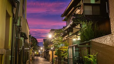 Nagamachi Samurai District which includes a sunset and night scenes