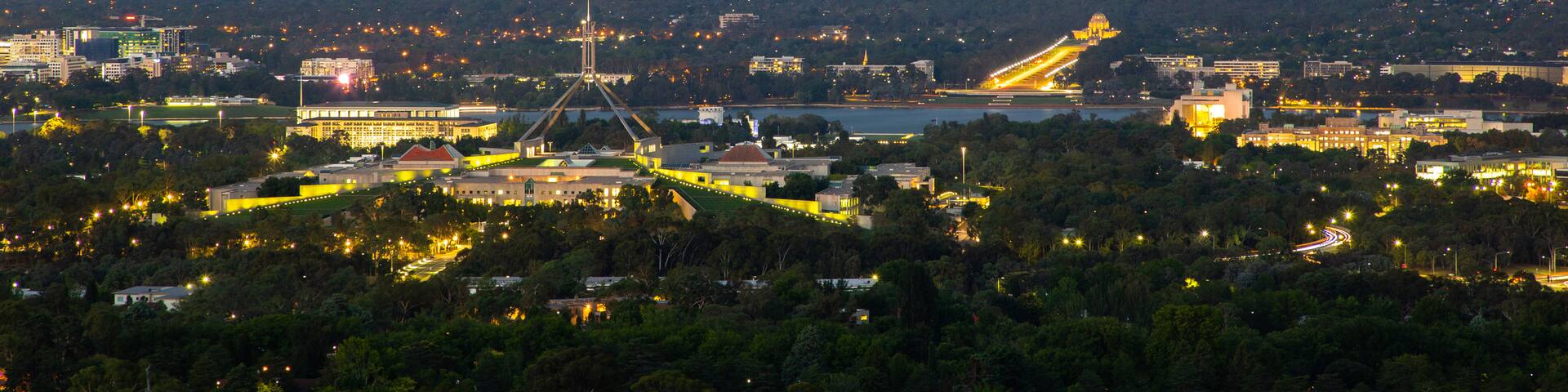Red Hill which includes night scenes, landscape views and a city