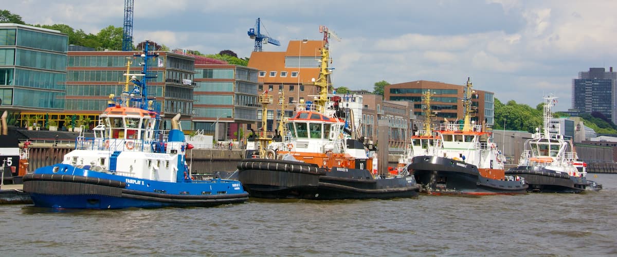 Hamburg featuring a marina, a bay or harbour and a city