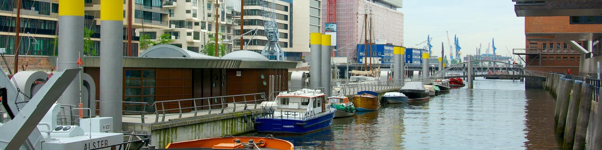 Hamburg featuring a river or creek, a marina and a city