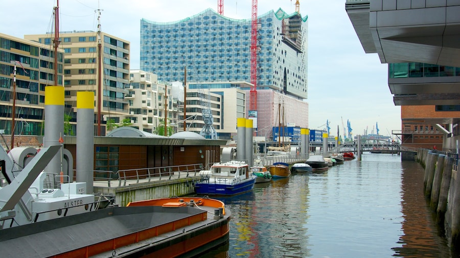 Hamburg featuring a river or creek, a marina and a city