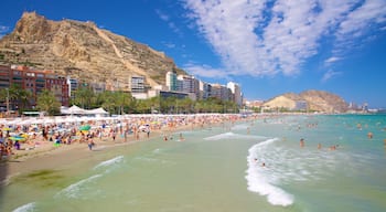 Alicante showing swimming, a sandy beach and a coastal town