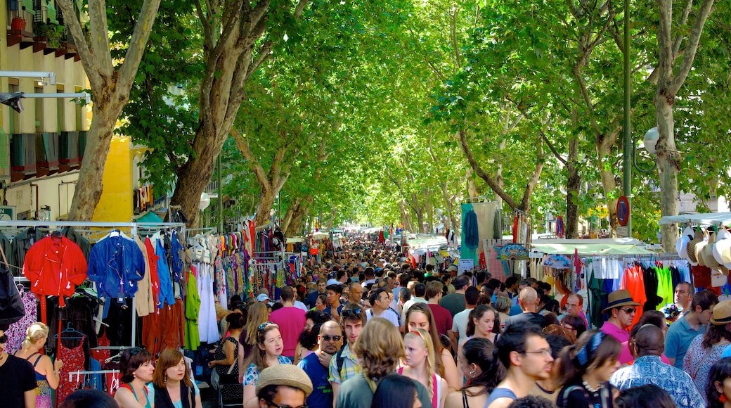 El Rastro showing a city, street scenes and markets