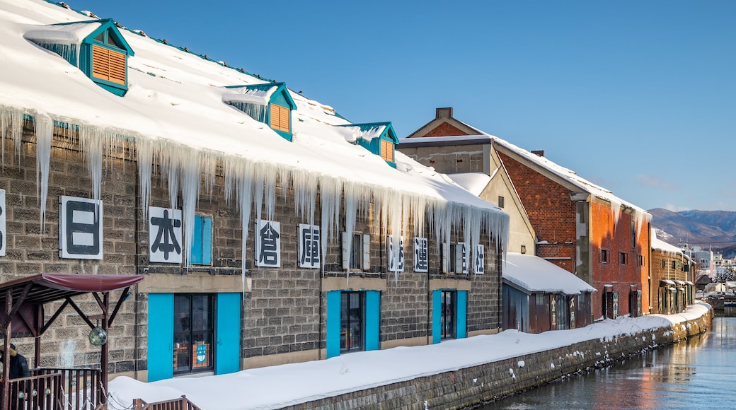 Otaru Canal which includes snow and a river or creek