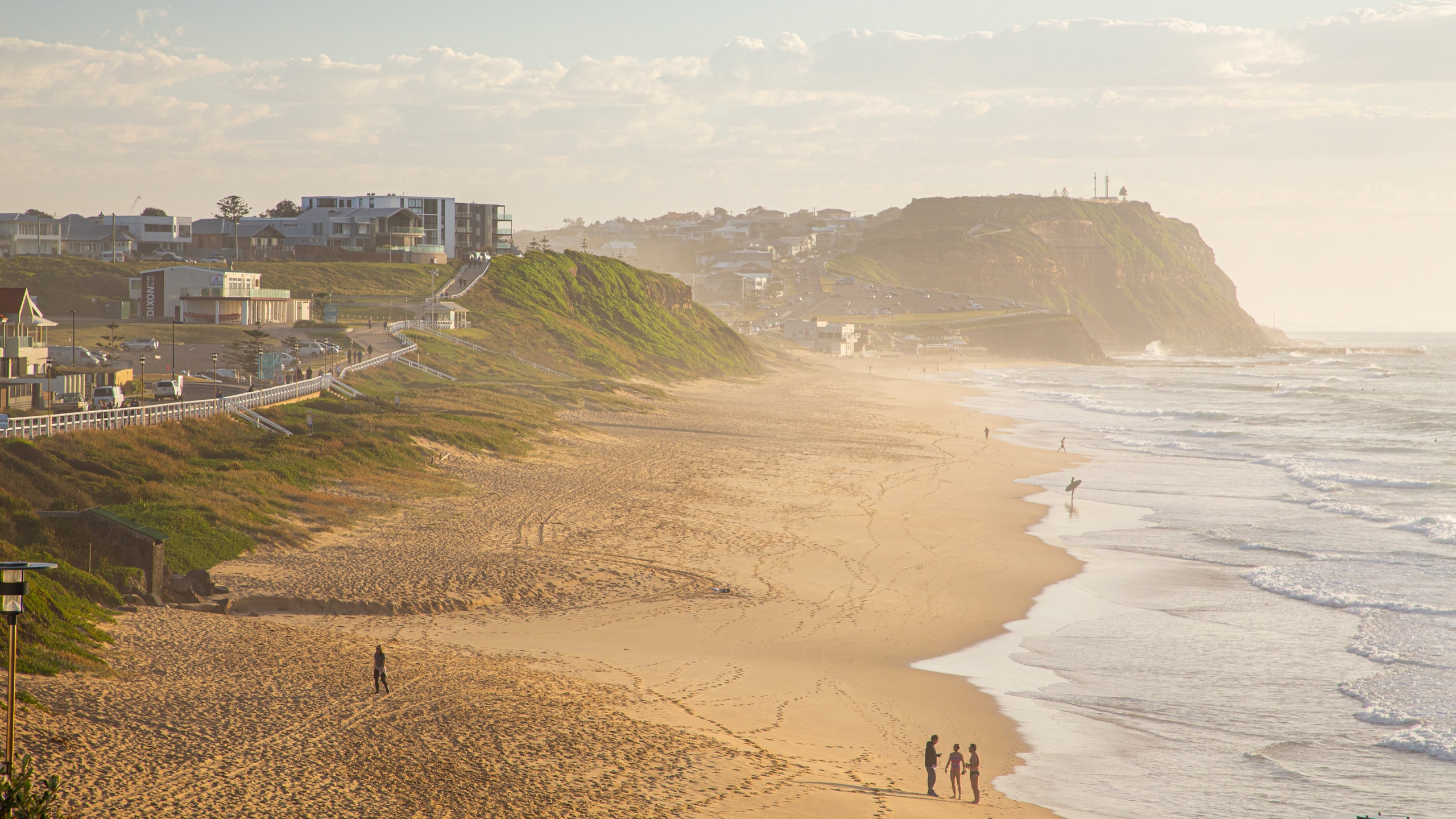 Merewether Beach featuring general coastal views, a sandy beach and a coastal town