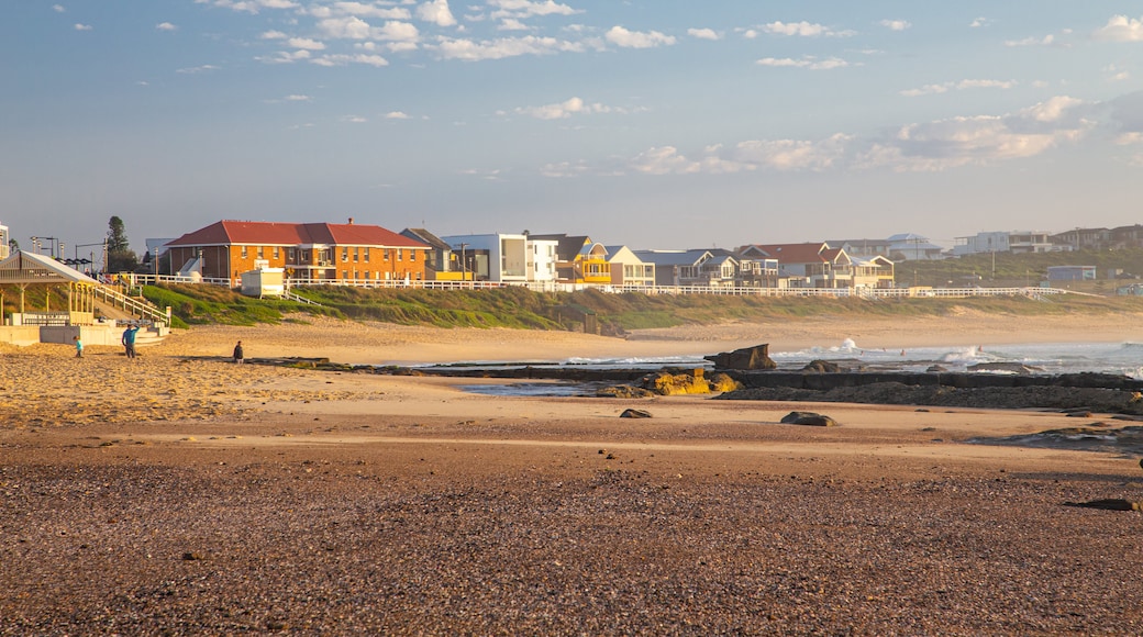 Merewether Beach which includes a pebble beach, a beach and a coastal town