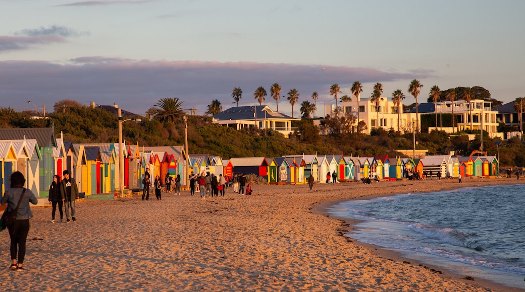 Brighton Beach which includes a beach, a coastal town and a sunset