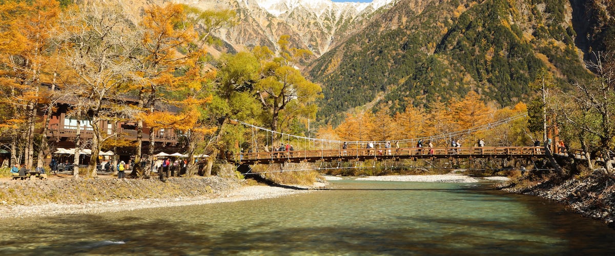 Kappa Bridge which includes a river or creek, a bridge and mountains