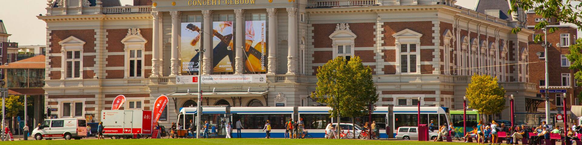 Concertgebouw showing heritage architecture and a garden