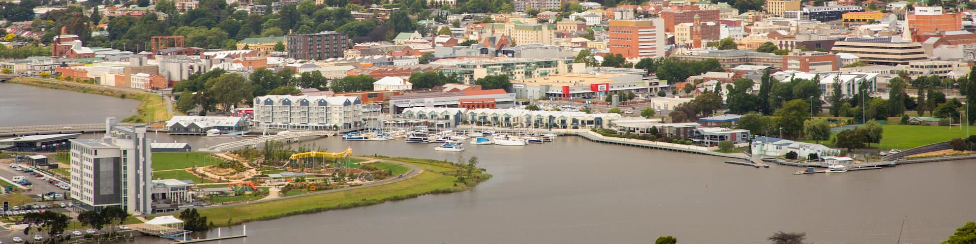 Trevallyn which includes landscape views, a river or creek and a city