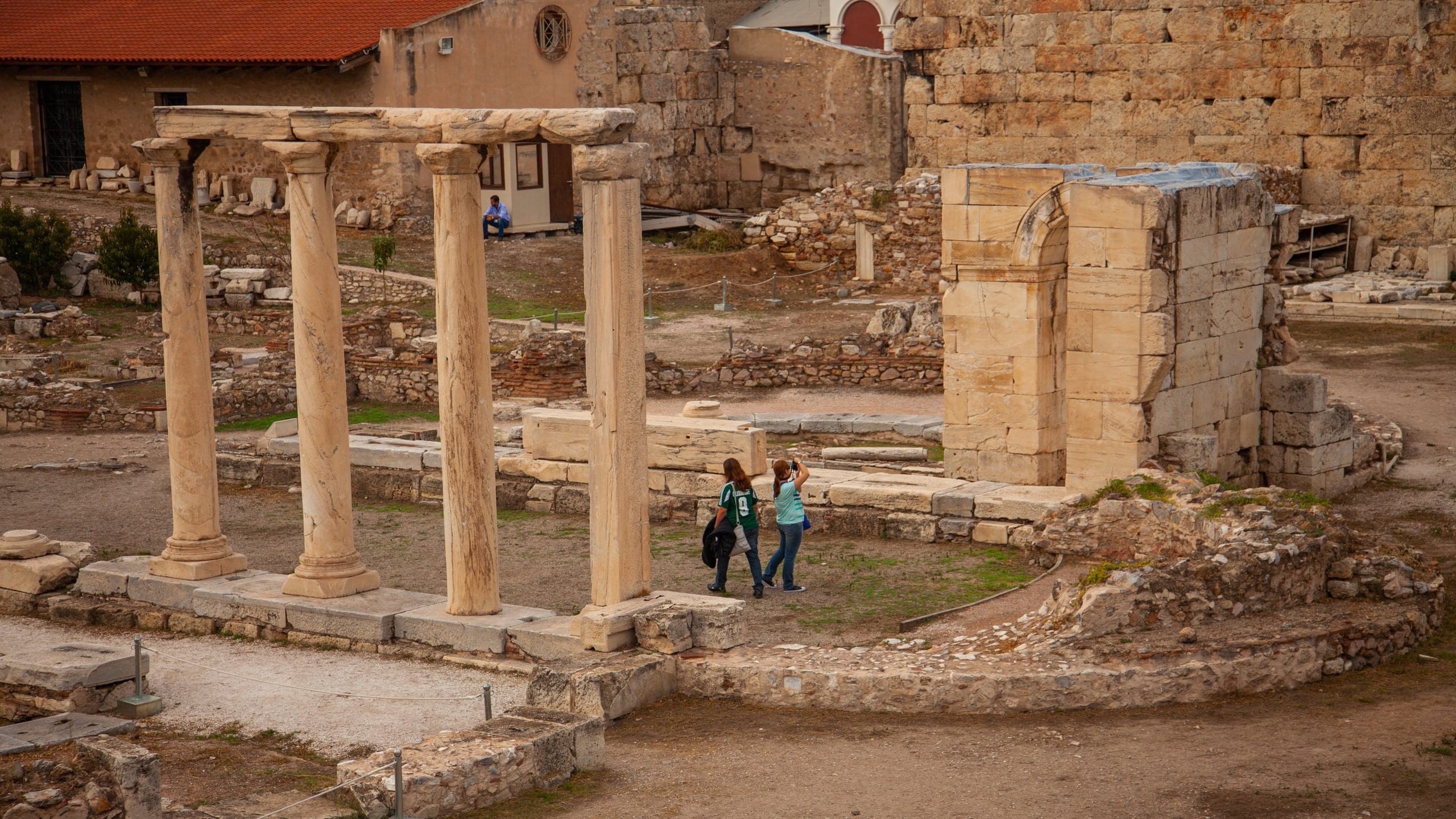 Athens featuring heritage elements and a ruin as well as a couple