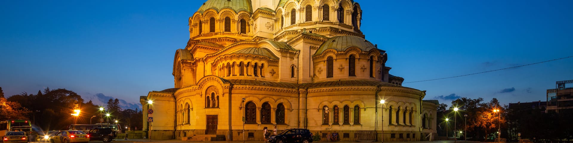 Alexander Nevski Cathedral showing heritage architecture and night scenes