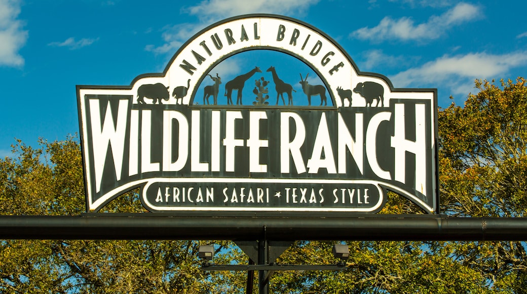 Natural Bridge Wildlife Ranch showing signage