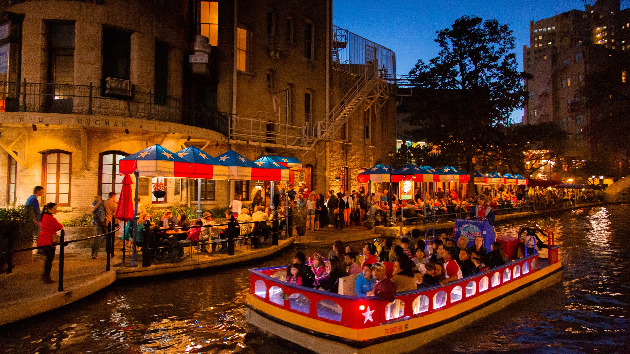 River Walk featuring a river or creek, boating and night scenes