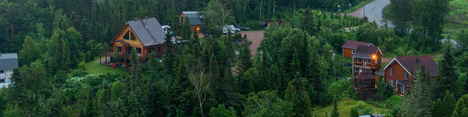 La Baie which includes landscape views, forests and a small town or village