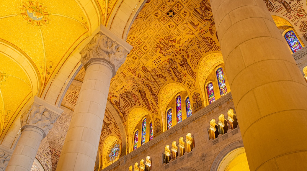 Basilica of Sainte-Anne-de-Beaupré featuring heritage elements, interior views and a church or cathedral