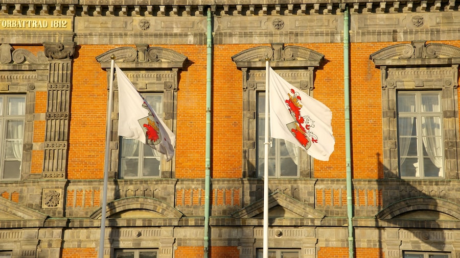 Municipio di Malmoe mostrando edificio amministrativo e architettura d\'epoca