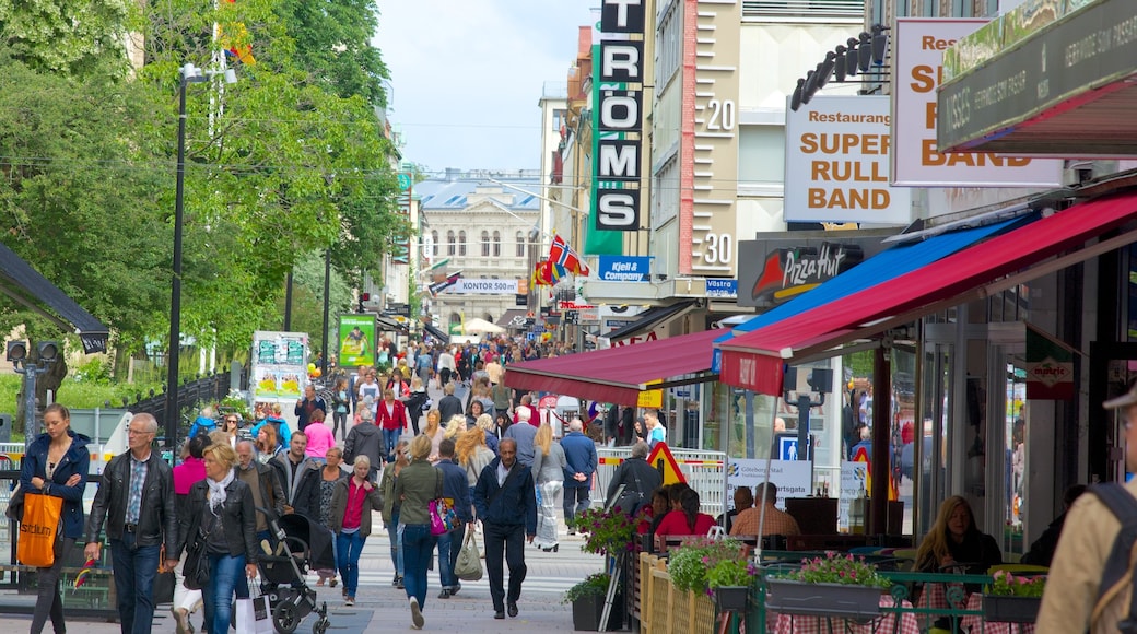 Gothenburg showing street scenes and a city as well as a large group of people