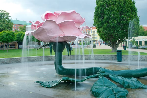 Folkets Park featuring a garden and a fountain