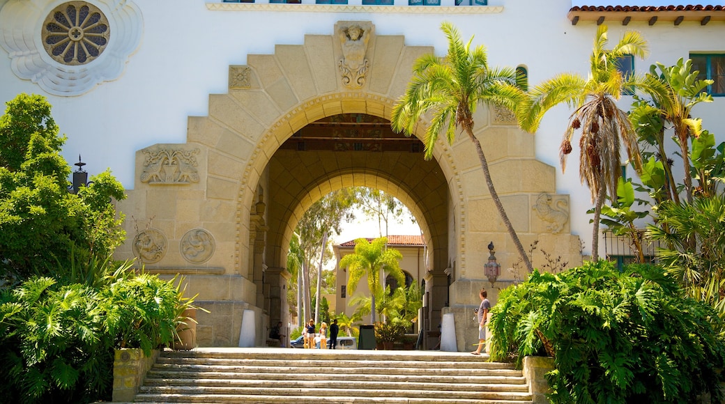 Santa Barbara County Courthouse showing heritage architecture and an administrative building