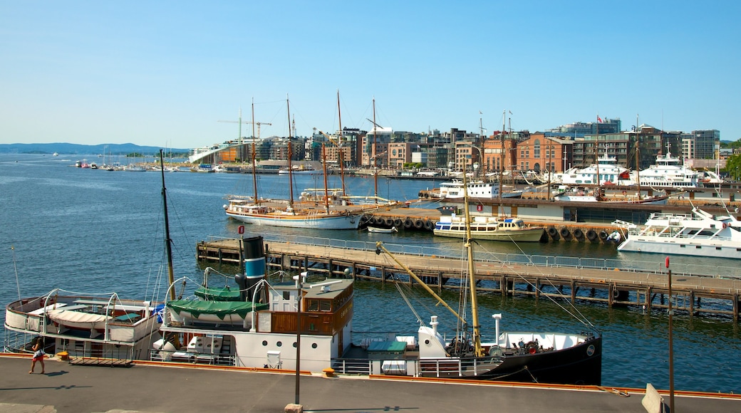 Oslo showing a marina, general coastal views and a coastal town