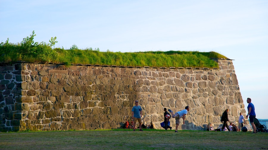 Akershus Fortress as well as a small group of people