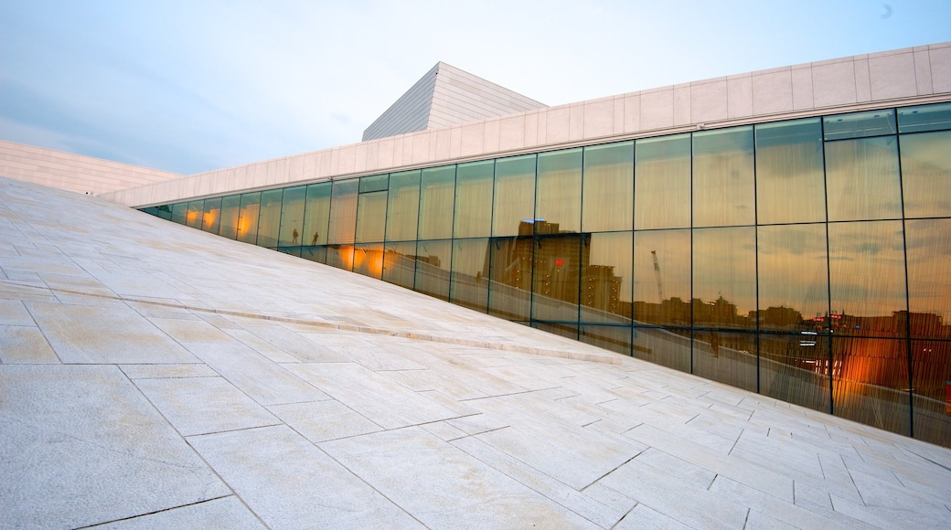 Oslo Opera House showing theater scenes and modern architecture