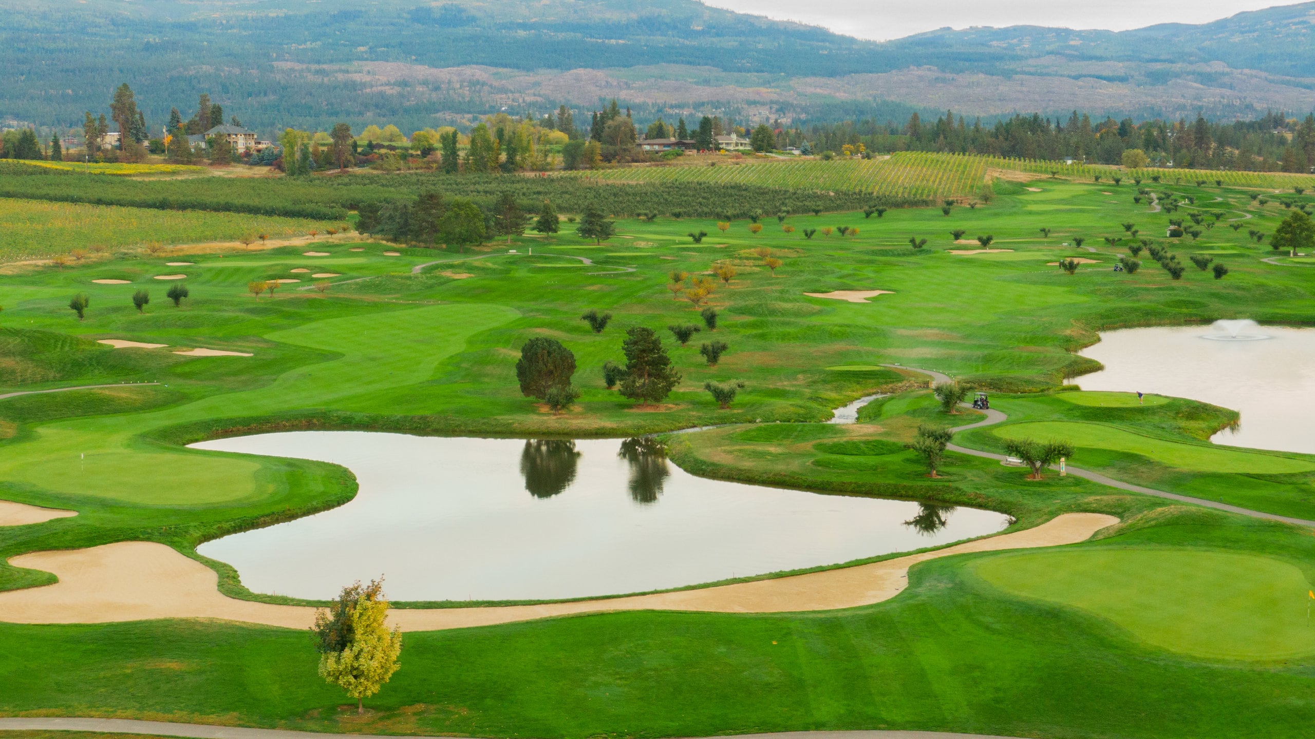 Regional District of Central Okanagan which includes landscape views, a pond and golf