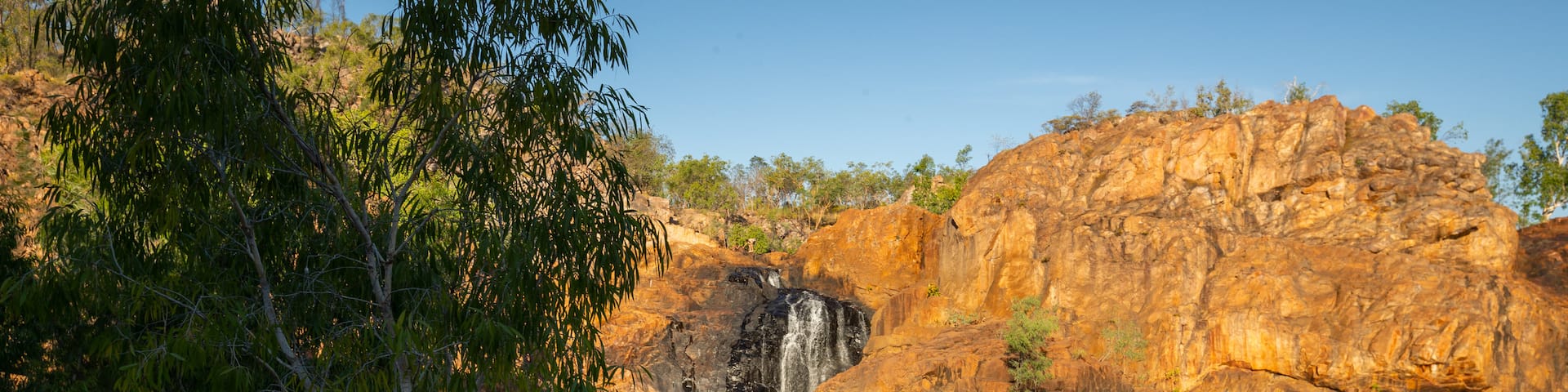 Edith Falls which includes a gorge or canyon and a lake or waterhole as well as a couple