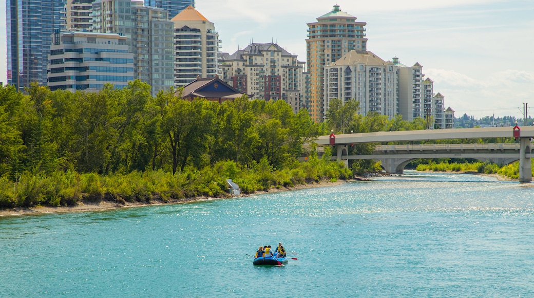 Peace Bridge which includes a city, a river or creek and boating