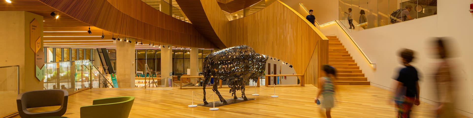Calgary Central Library showing interior views and art